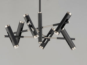 Ambit 32.25' 12 Light Multi-Light Pendant in Black and Satin Nickel