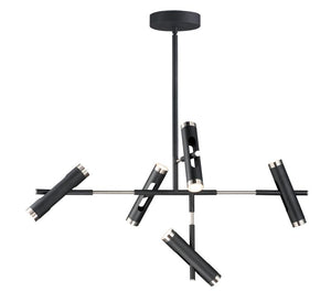 Ambit 27.5' 10 Light Multi-Light Pendant in Black and Satin Nickel
