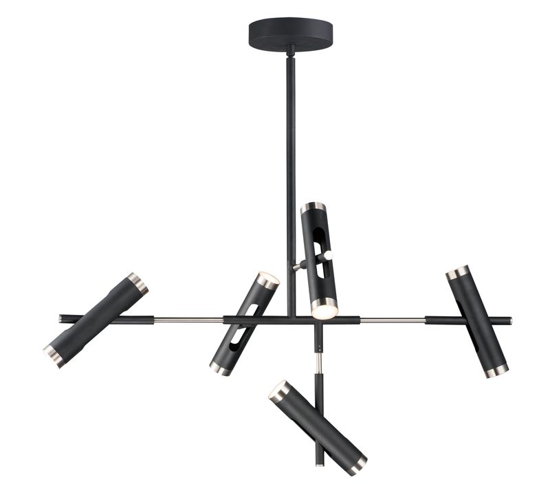 Ambit 27.5' 10 Light Multi-Light Pendant in Black and Satin Nickel
