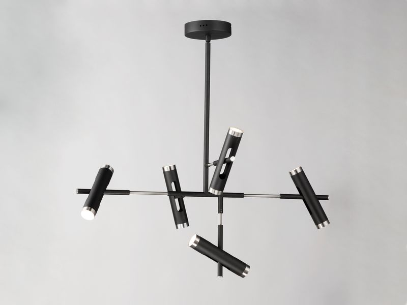 Ambit 27.5' 10 Light Multi-Light Pendant in Black and Satin Nickel