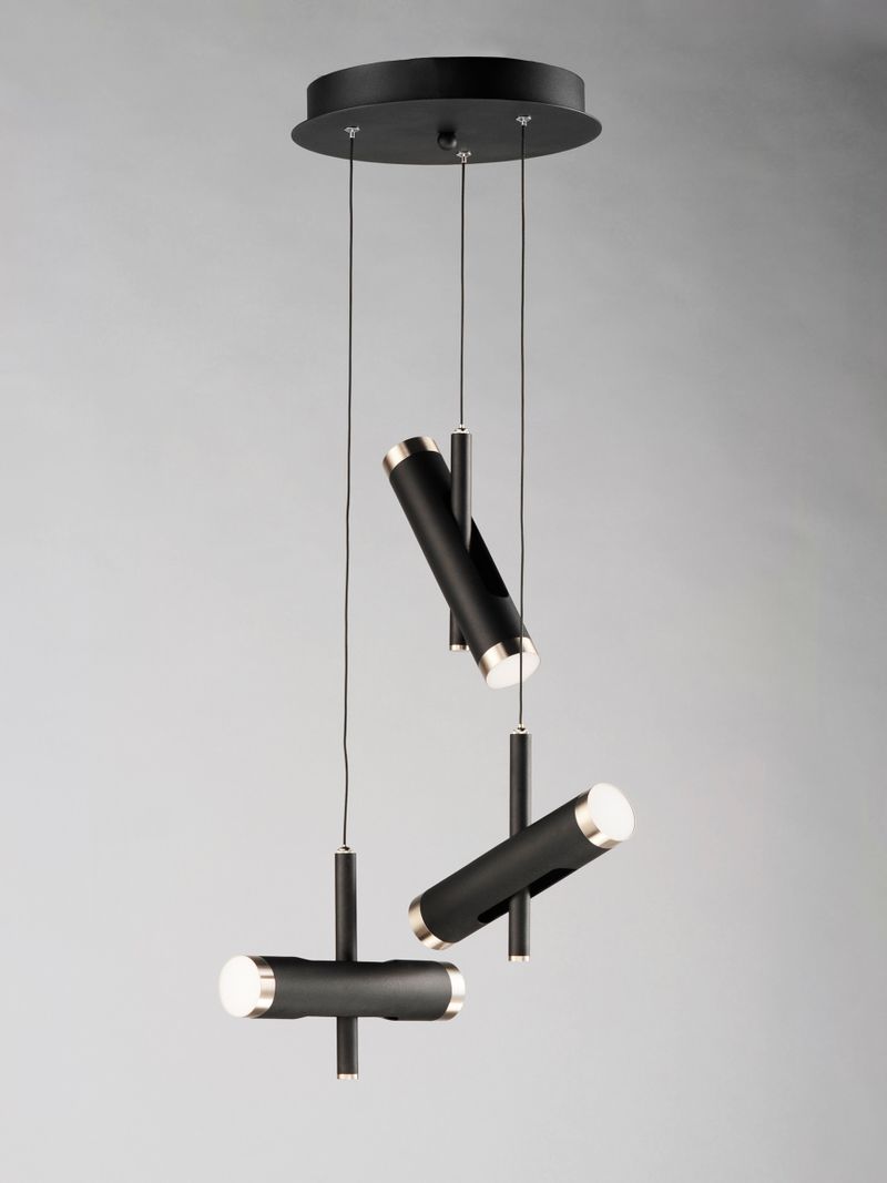 Ambit 14' 6 Light Multi-Light Pendant in Black and Satin Nickel