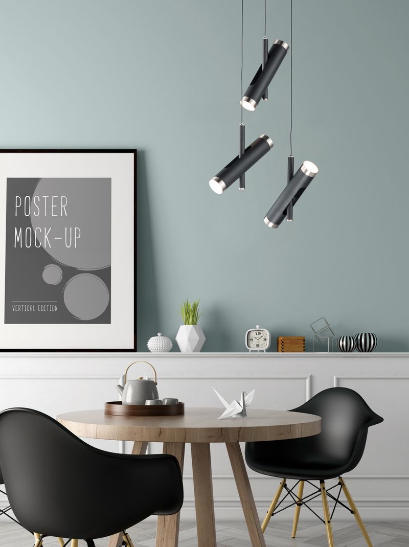 Ambit 14' 6 Light Multi-Light Pendant in Black and Satin Nickel