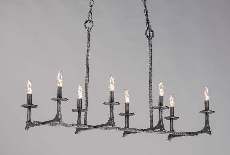 Anvil 16.5' 8 Light Chandelier/Linear Pendant in Natural Iron