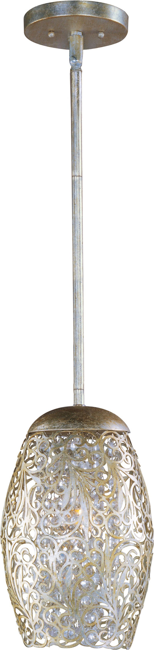 Arabesque 6.5" Single Light Mini-Pendant in Golden Silver