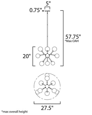 Asteroid 27.5' 9 Light Multi-Light Pendant in Polished Chrome