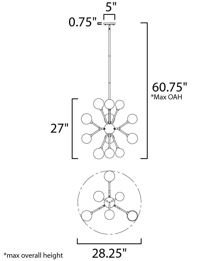 Asteroid 28.25' 12 Light Multi-Light Pendant in Polished Chrome
