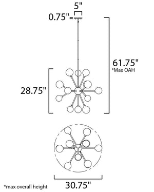 Asteroid 30.75' 15 Light Multi-Light Pendant in Polished Chrome
