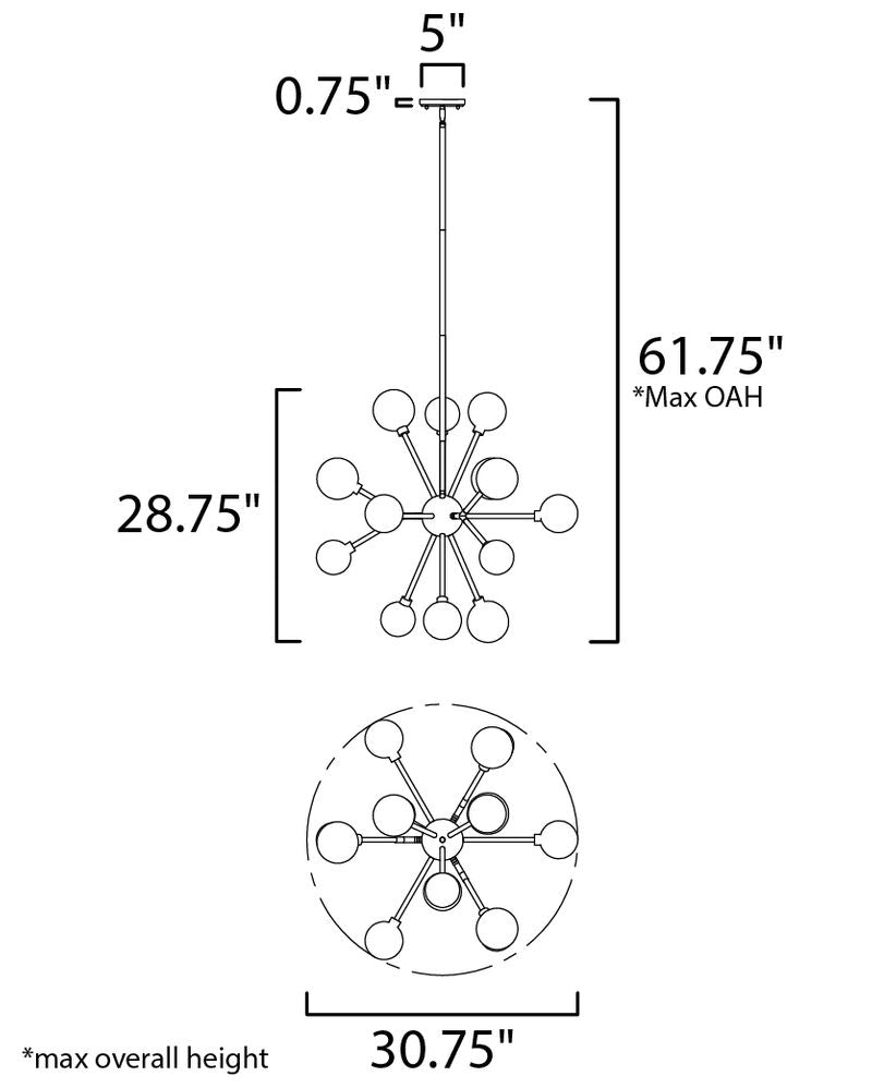 Asteroid 30.75' 15 Light Multi-Light Pendant in Polished Chrome
