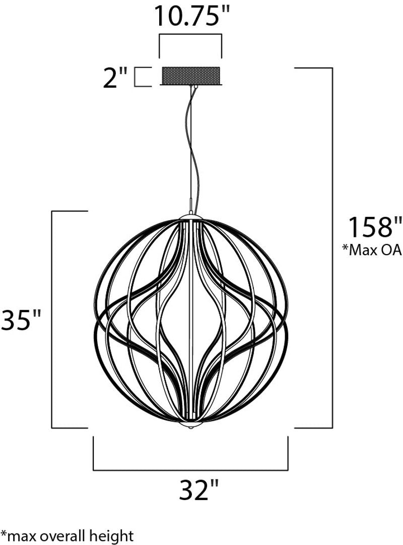 Aura 31' Single Light Pendant in Black