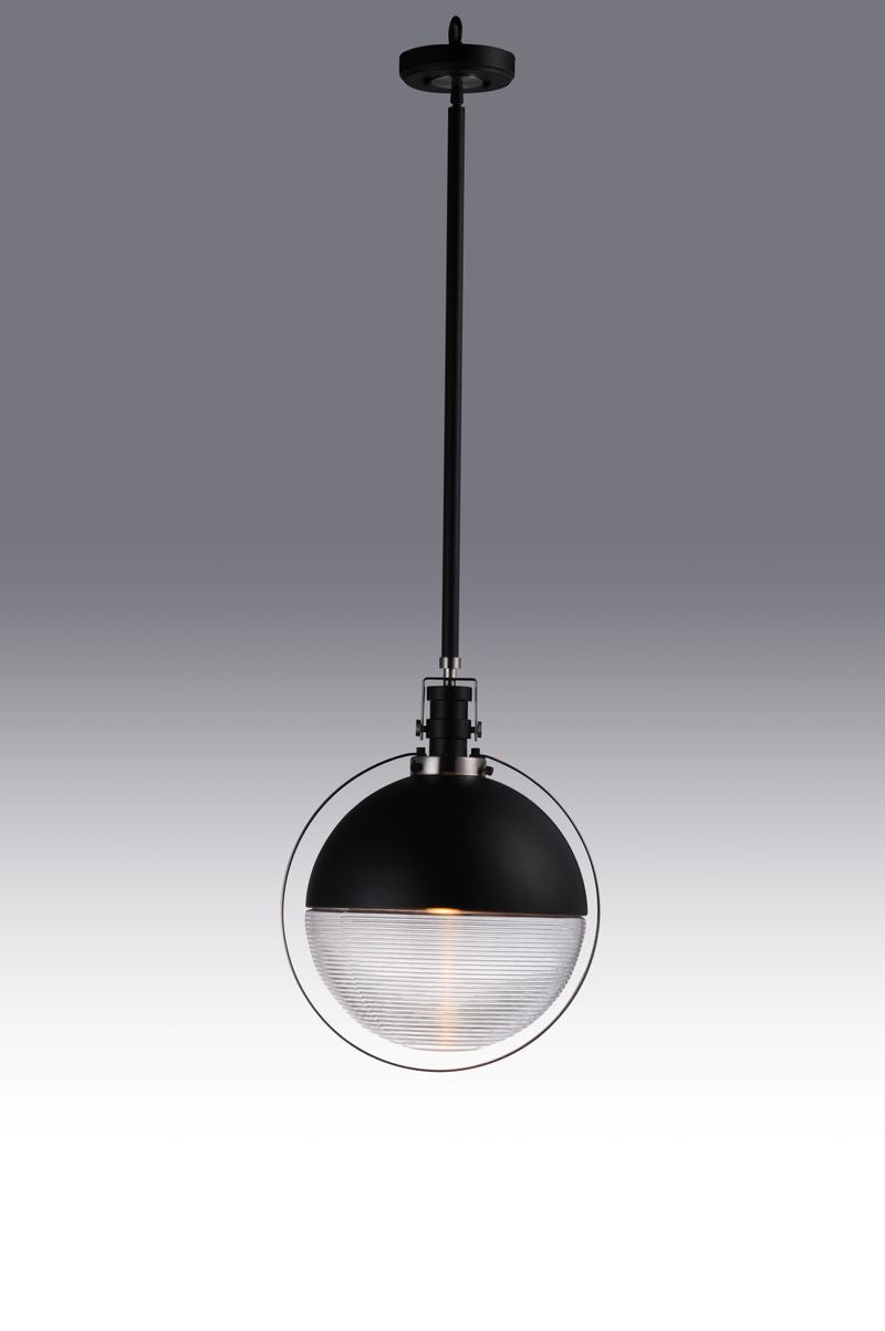 Axiom 12.25' Single Light Pendant in Black and Satin Nickel