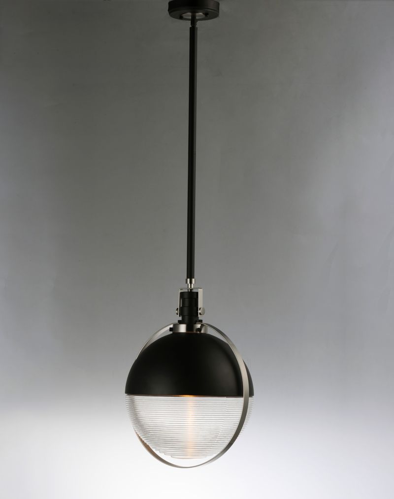 Axiom 12.25' Single Light Pendant in Black and Satin Nickel