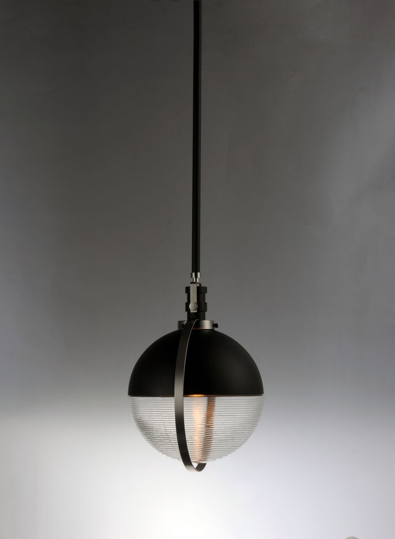 Axiom 12.25' Single Light Pendant in Black and Satin Nickel