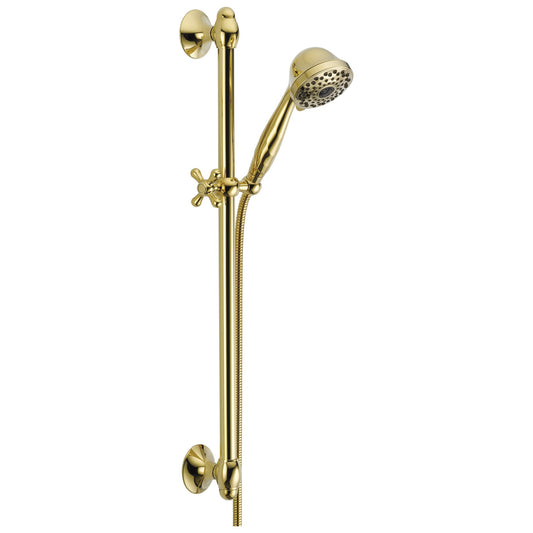 Universal Showering Hand Shower in Polished Brass with Slide Bar