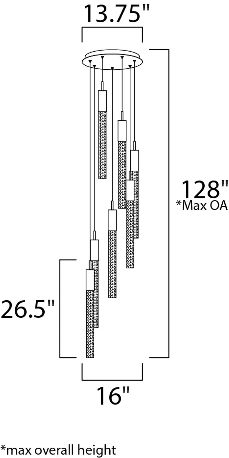 Big Fizz 16' 7 Light Multi-Light Pendant in Polished Chrome