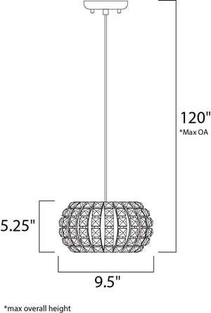 Bijou 9.5' 3 Light Single Pendant in Polished Chrome