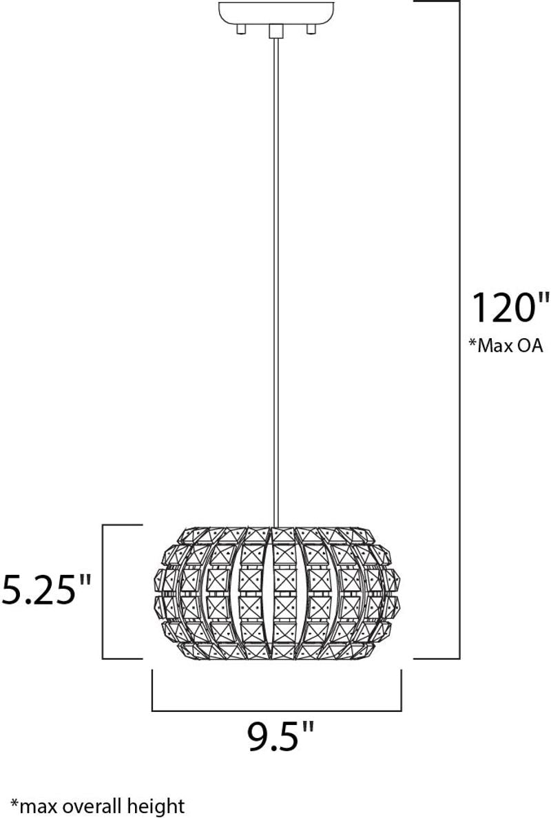 Bijou 9.5' 3 Light Single Pendant in Polished Chrome