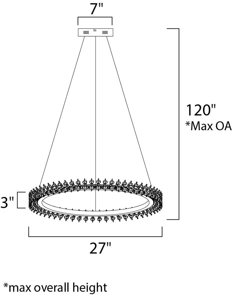 Bracelet 27' Single Light Pendant in Polished Chrome