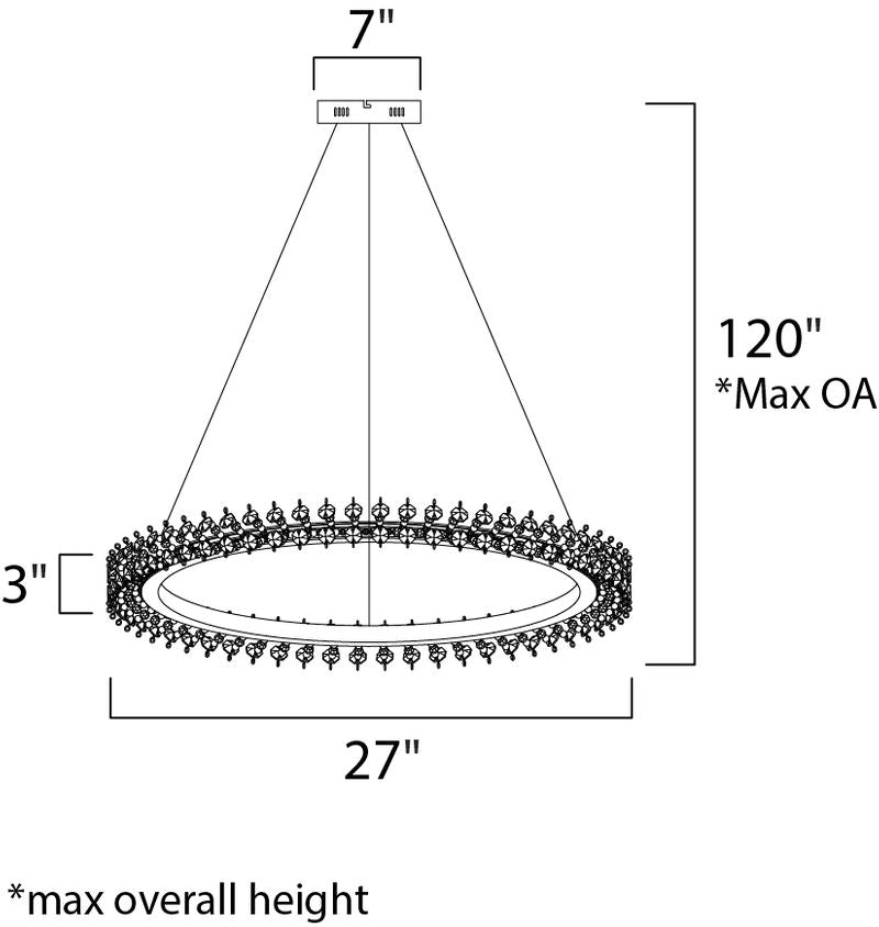Bracelet 34' Single Light Pendant in Polished Chrome