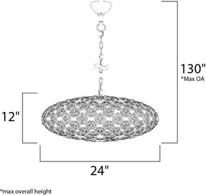 Brilliant 24' 8 Light Single Pendant in Polished Chrome