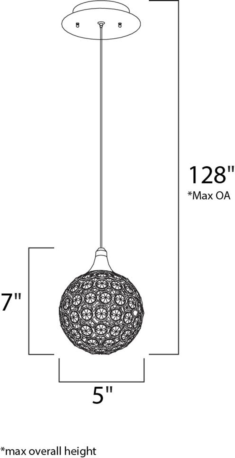 Brilliant 5' Single Light Mini-Pendant in Polished Chrome