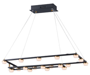 Button 15.75' 18 Light Suspension Pendant in Black and Gold