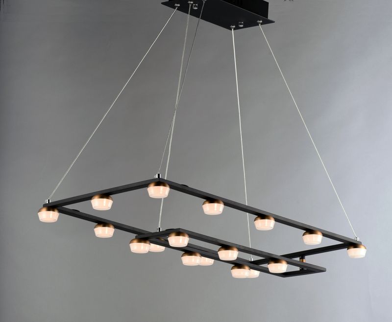 Button 15.75' 18 Light Suspension Pendant in Black and Gold