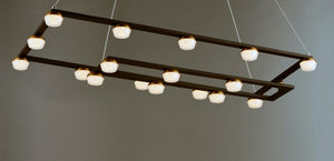 Button 15.75' 18 Light Suspension Pendant in Black and Gold