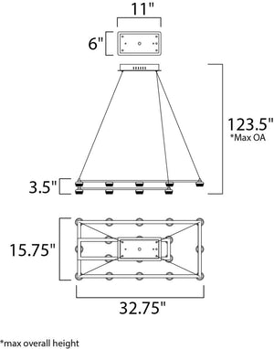 Button 15.75' 18 Light Suspension Pendant in Black and Gold