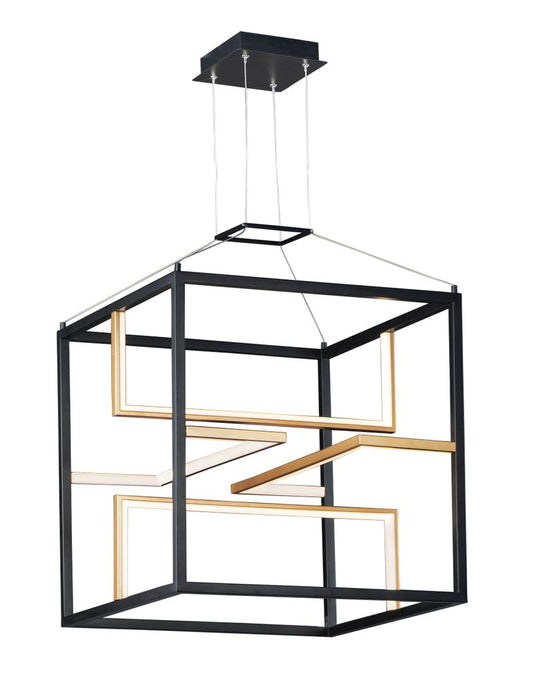 Chamber 18.25" 4 Light Single Pendant in Black and Gold