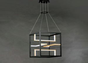 Chamber 18.25' 4 Light Single Pendant in Black and Gold