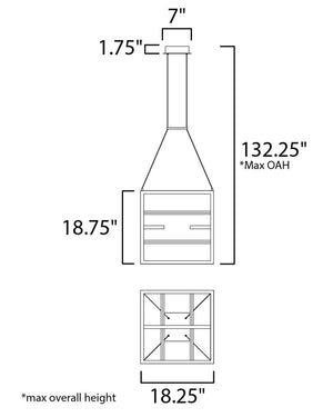 Chamber 18.25' 4 Light Single Pendant in Black and Gold