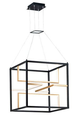 Chamber 23.75' 4 Light Single Pendant in Black and Gold