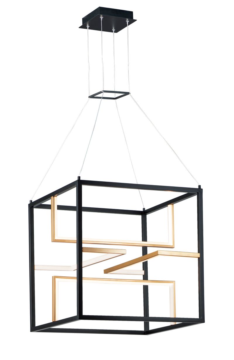 Chamber 23.75' 4 Light Single Pendant in Black and Gold
