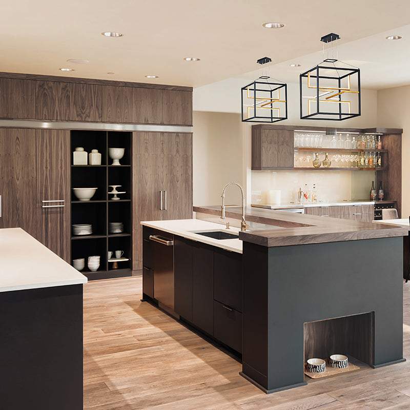 Chamber 23.75' 4 Light Single Pendant in Black and Gold