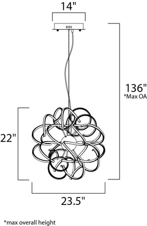 Chaos 23.5' Single Light Pendant in Polished Chrome