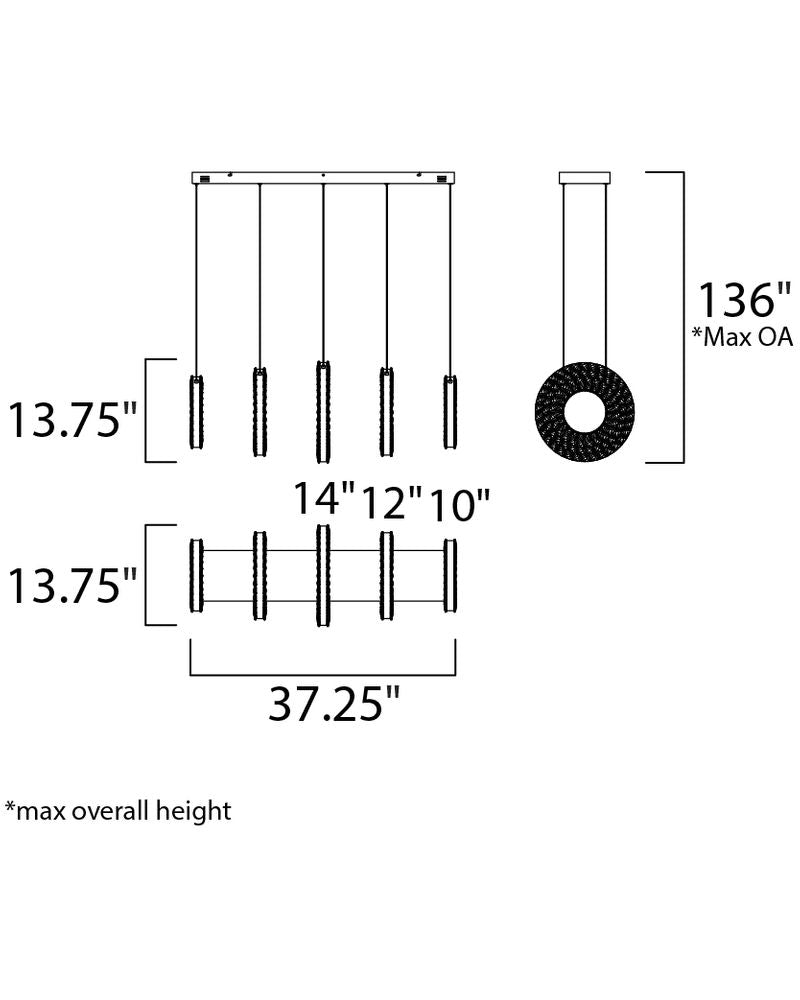 Charm 13.75' 5 Light Linear Pendant in Polished Chrome