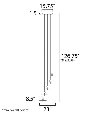 Circuit 23' 5 Light Multi-Light Pendant in Matte White