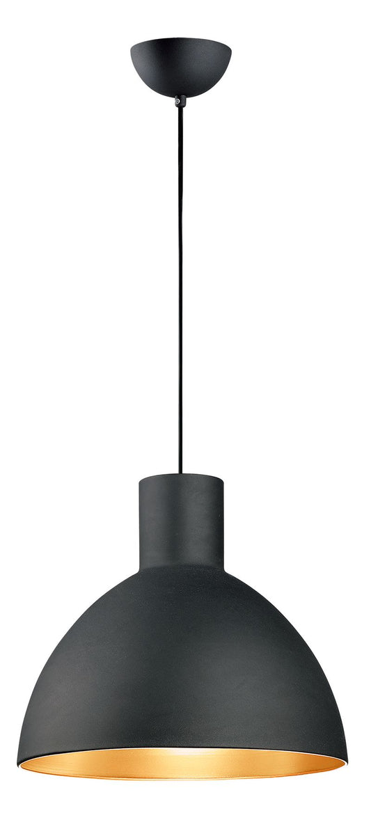 Cora 19.75" Single Light Suspension Pendant in Black and Gold