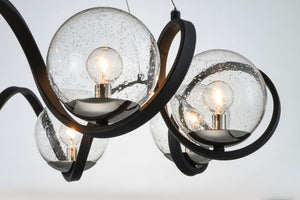 Curlicue 35' 8 Light Entry Foyer Pendant in Black and Polished Nickel