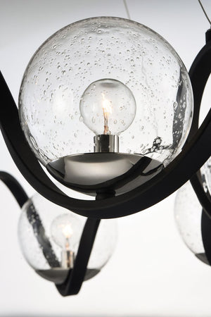 Curlicue 35' 8 Light Entry Foyer Pendant in Black and Polished Nickel