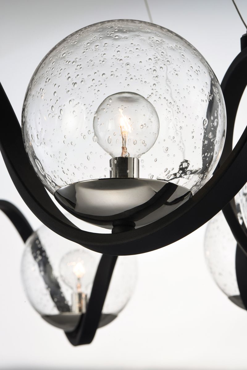 Curlicue 35' 8 Light Entry Foyer Pendant in Black and Polished Nickel