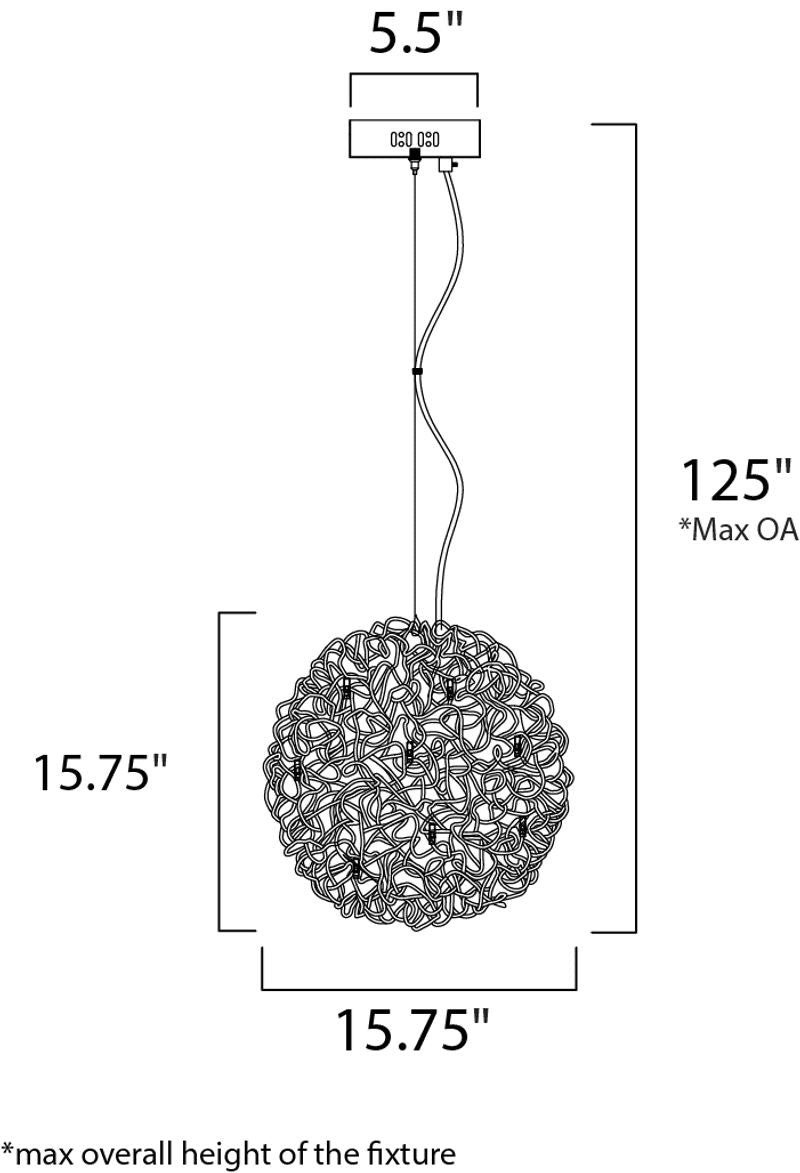 Dazed 15.75' 8 Light Single Pendant in Polished Chrome