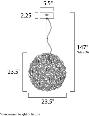 Dazed 23.5' 12 Light Single Pendant in Polished Chrome