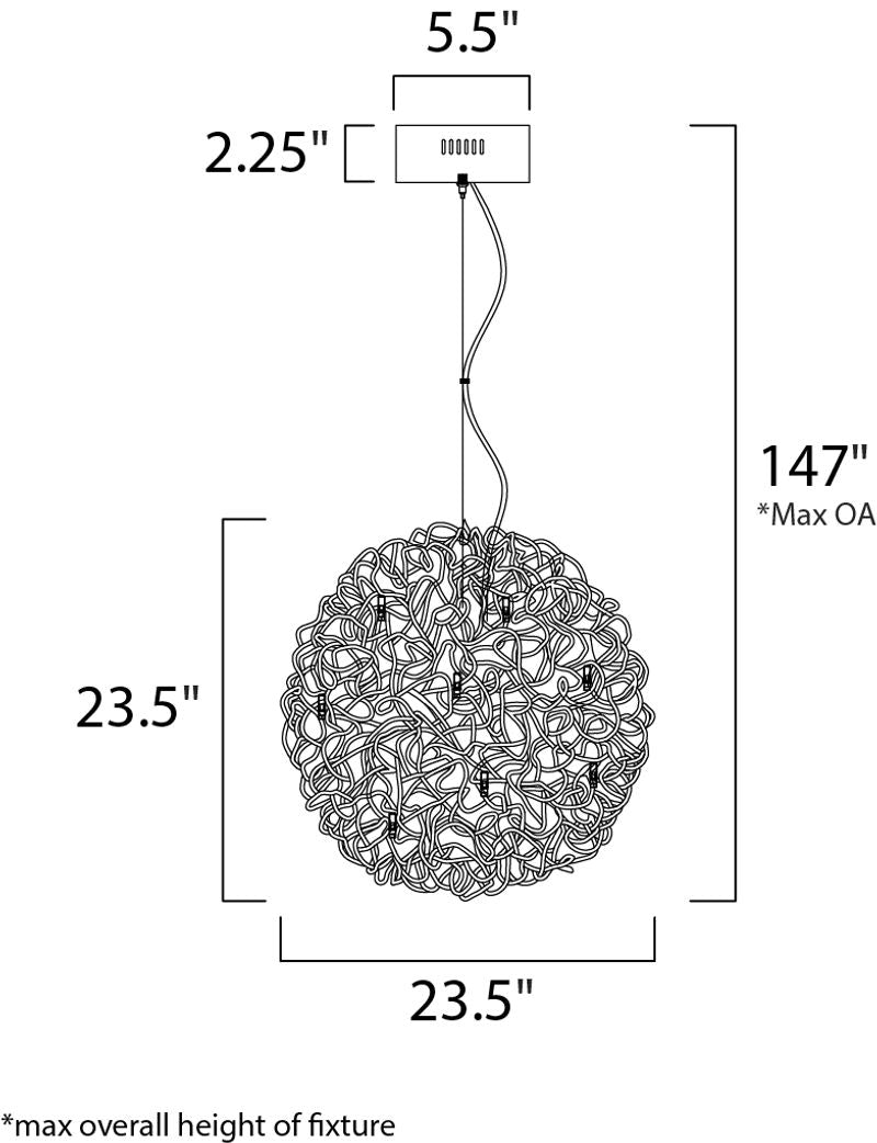 Dazed 23.5' 12 Light Single Pendant in Polished Chrome