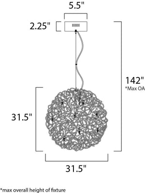 Dazed 31.5' 25 Light Single Pendant in Polished Chrome