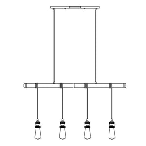 Early Electric 4.5' 4 Light Suspension Pendant in Weathered Zinc