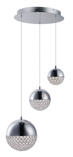 Eclipse 18.5' 3 Light Single Pendant in Polished Chrome