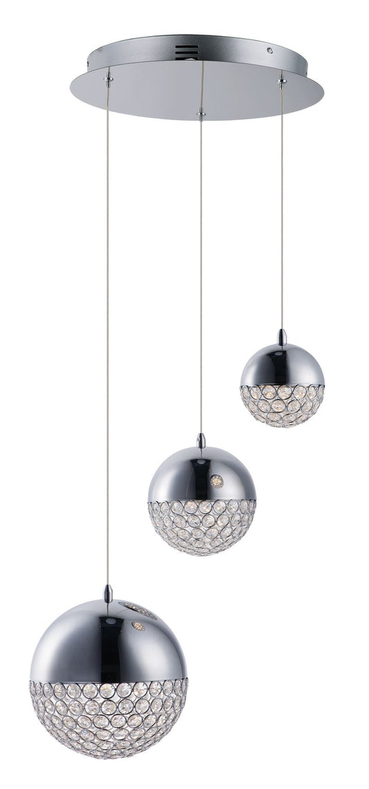Eclipse 18.5" 3 Light Single Pendant in Polished Chrome