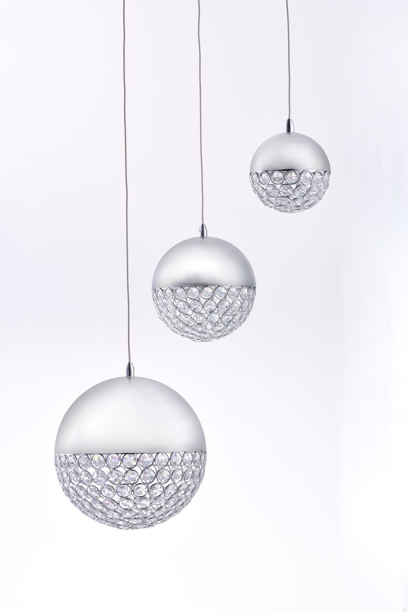 Eclipse 18.5' 3 Light Single Pendant in Polished Chrome