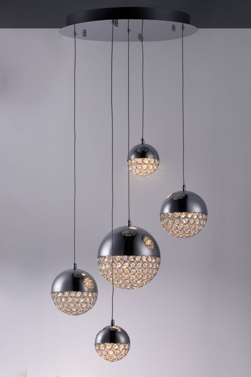 Eclipse 20' 5 Light Multi-Light Pendant in Polished Chrome